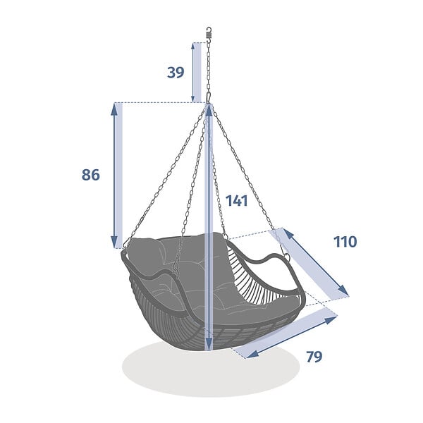 HESPERIDE - Fauteuil œuf suspendu "Gibraltar" ardoise en acier traité en epoxy sans pieds - large