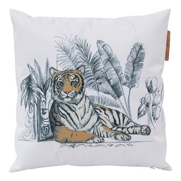 HESPERIDE - Coussin déco d'extérieur "Maoria" motif tigre 40 x 40cm en polyester - large
