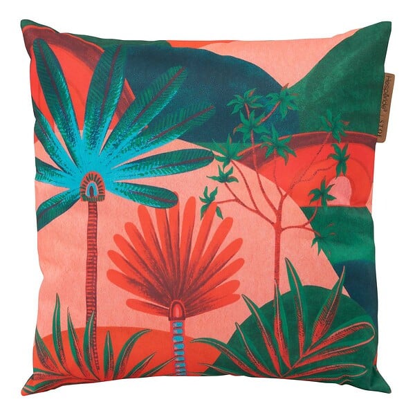 HESPERIDE - Coussin déco d'extérieur "Maoria" motif jungle 40 x 40cm en polyester - large