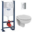 GROHE - Pack WC Bâti autoportant avec Cuvette Porcher rimless + Abattant + Plaque chrome (ProjectPorcher-1) - vignette