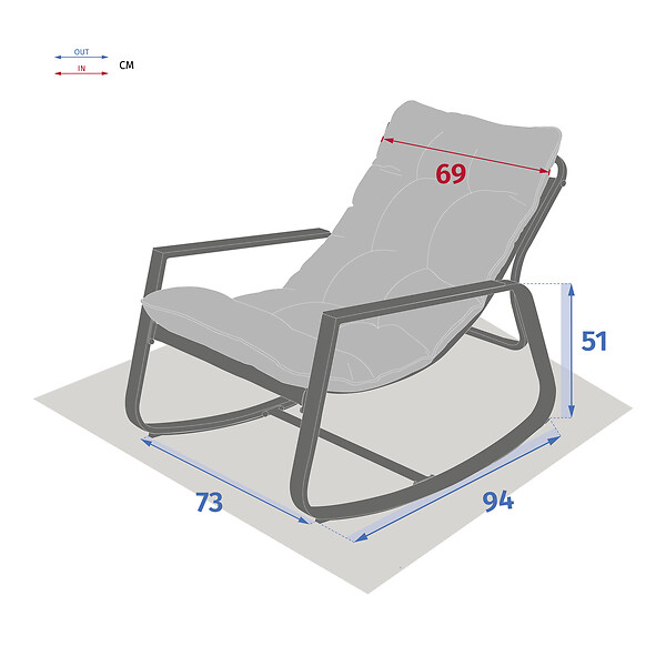 HESPERIDE - Fauteuil à bascule de jardin "Felinio" taupe - large