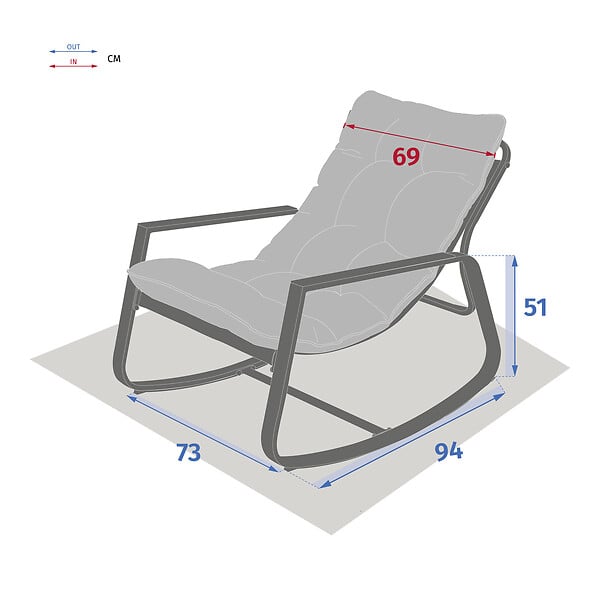 HESPERIDE - Fauteuil à bascule de jardin "Felinio" gris - large