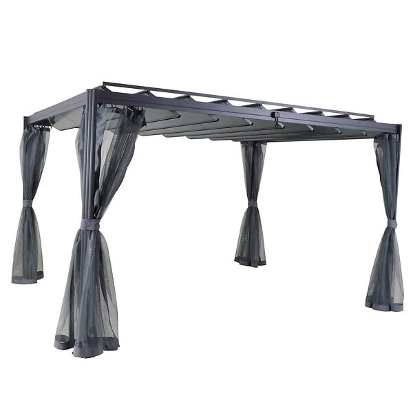 HESPERIDE - Moustiquaire pour pergola "Belize" à lattes 3x3,8m ardoise en polyester - large