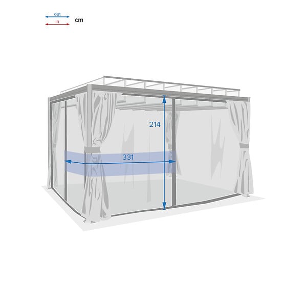 HESPERIDE - Moustiquaire pour pergola "Belize" à lattes 3x3,8m ardoise en polyester - large