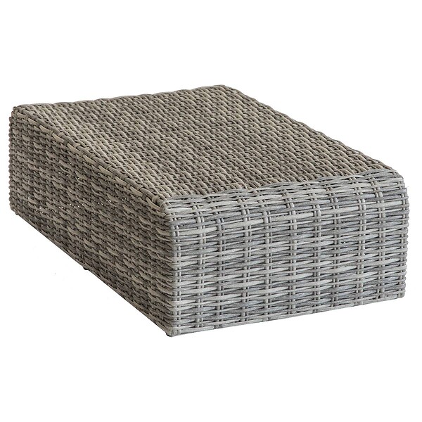 HESPERIDE - Pouf de jardin "Mooréa" terre d'ombre en aluminium traité époxy et résine tressée - large