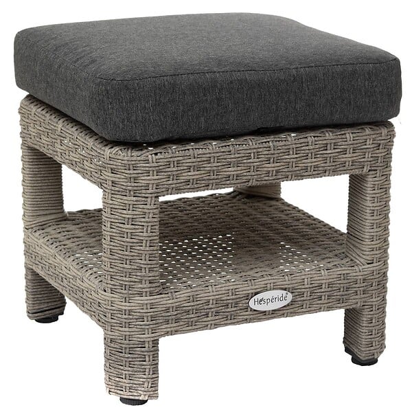 HESPERIDE - Pouf de jardin "Polynésia" havane en aluminium traité époxy - large