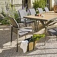 HESPERIDE - Fauteuil de jardin empilable "Diese" mocha & praline en aluminium traité époxy - vignette