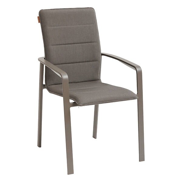 HESPERIDE - Fauteuil de jardin empilable "Diese" mocha & praline en aluminium traité époxy - large