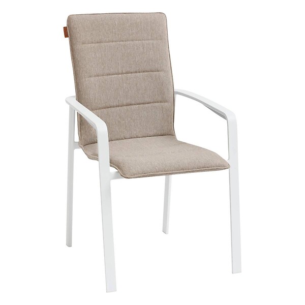 HESPERIDE - Fauteuil de jardin empilable "Diese" badiane & blanc en aluminium traité époxy - large