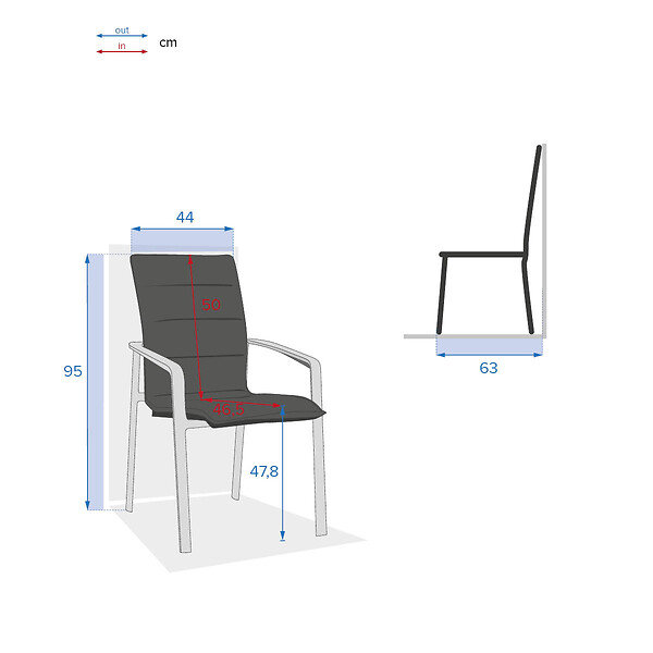 HESPERIDE - Fauteuil de jardin empilable "Diese" badiane & blanc en aluminium traité époxy - large