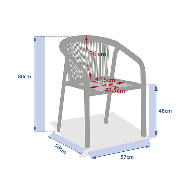 HESPERIDE - Fauteuil de jardin empilable "Riu" argile & beige aluminium - large