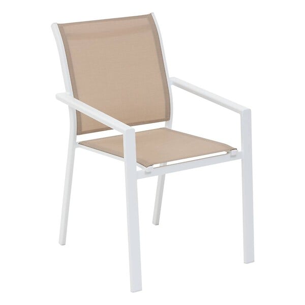 HESPERIDE - Fauteuil de jardin empilable "Essentia" lin & blanc en aluminium traité en epoxy - large