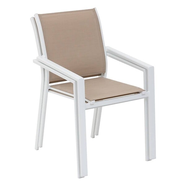 HESPERIDE - Fauteuil de jardin empilable "Essentia" lin & blanc en aluminium traité en epoxy - large