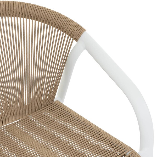 HESPERIDE - Fauteuil de jardin empilable "Riu" miel & blanc en aluminium traité en epoxy - large