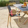HESPERIDE - Fauteuil de jardin empilable "Axant" gris poivre & honey aluminium et texaline - vignette