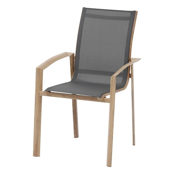 HESPERIDE - Fauteuil de jardin empilable "Axant" gris poivre & honey aluminium et texaline - large