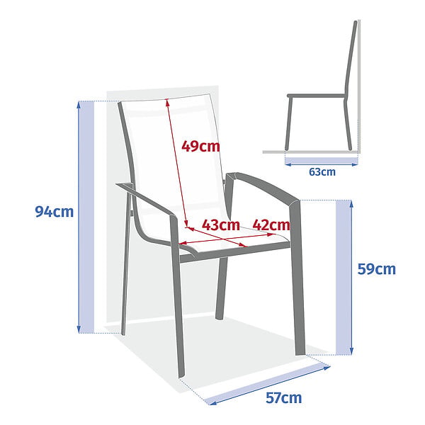HESPERIDE - Fauteuil de jardin empilable "Axant" gris poivre & honey aluminium et texaline - large