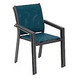 HESPERIDE - Fauteuil de jardin empilable "Essentia" bleu canard & graphite en aluminium traité epoxy - vignette