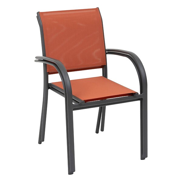 HESPERIDE - Fauteuil de jardin empilable "Piazza" ambre & graphite en aluminium traité en epoxy - large