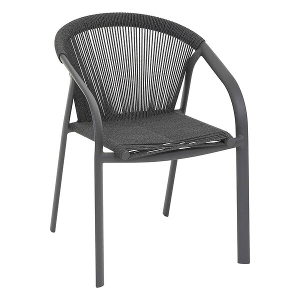 HESPERIDE - Fauteuil de jardin empilable "Riu" anthracite & graphite en aluminium traité en epoxy - large
