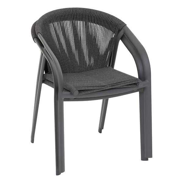 HESPERIDE - Fauteuil de jardin empilable "Riu" anthracite & graphite en aluminium traité en epoxy - large