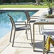 HESPERIDE - Fauteuil de jardin empilable "Essentia" wengé & praline en aluminium traité en epoxy - vignette