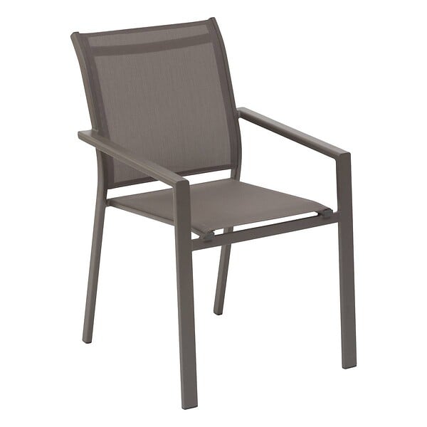 HESPERIDE - Fauteuil de jardin empilable "Essentia" wengé & praline en aluminium traité en epoxy - large
