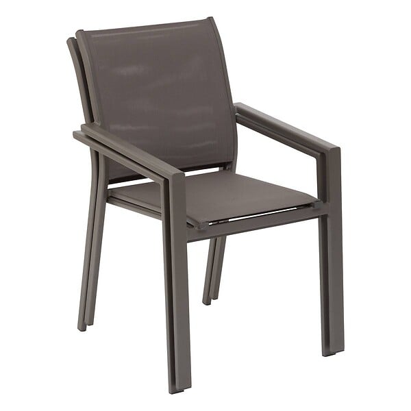 HESPERIDE - Fauteuil de jardin empilable "Essentia" wengé & praline en aluminium traité en epoxy - large