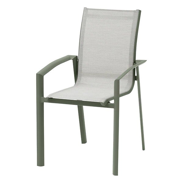 HESPERIDE - Fauteuil de jardin empilable "Axant" vert olive & vert laurier aluminium et texaline - large