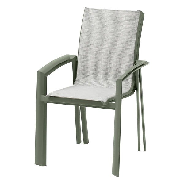 HESPERIDE - Fauteuil de jardin empilable "Axant" vert olive & vert laurier aluminium et texaline - large