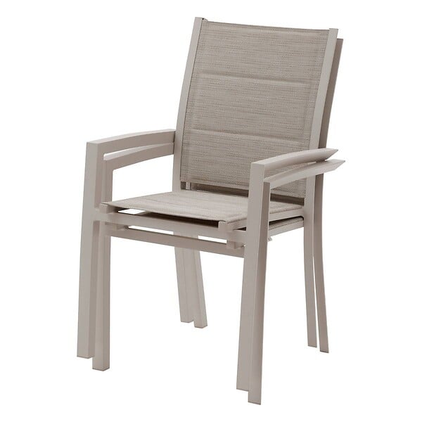 HESPERIDE - Fauteuil de jardin empilable "Allure" beige & avoine aluminium et texaline - large