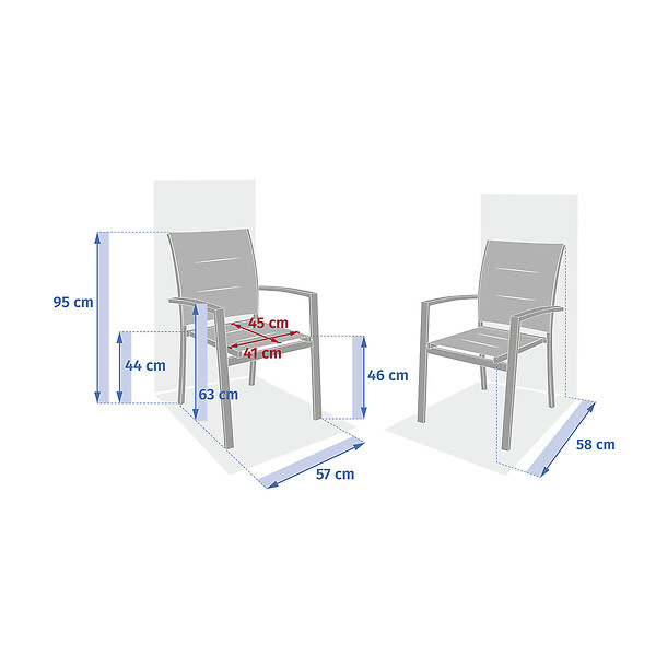 HESPERIDE - Fauteuil de jardin empilable "Allure" beige & avoine aluminium et texaline - large