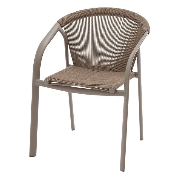 HESPERIDE - Fauteuil de jardin empilable "Riu" Cappucino & café aluminium - large