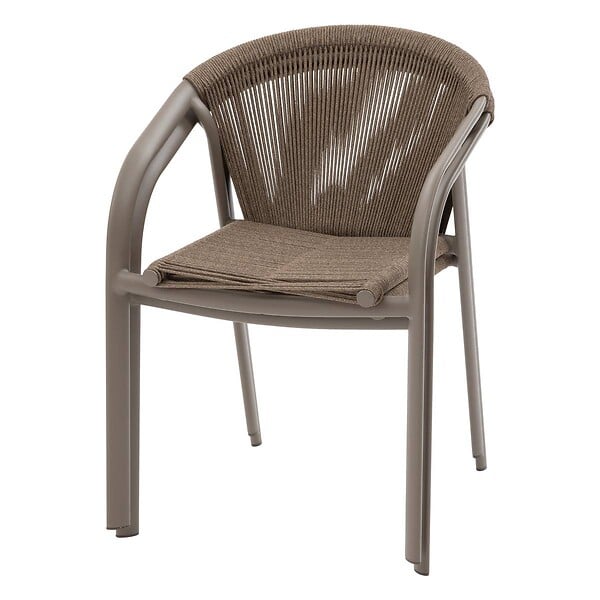 HESPERIDE - Fauteuil de jardin empilable "Riu" Cappucino & café aluminium - large