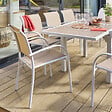 HESPERIDE - Fauteuil de jardin empilable "Piazza" lin & blanc en aluminium traité époxy - vignette
