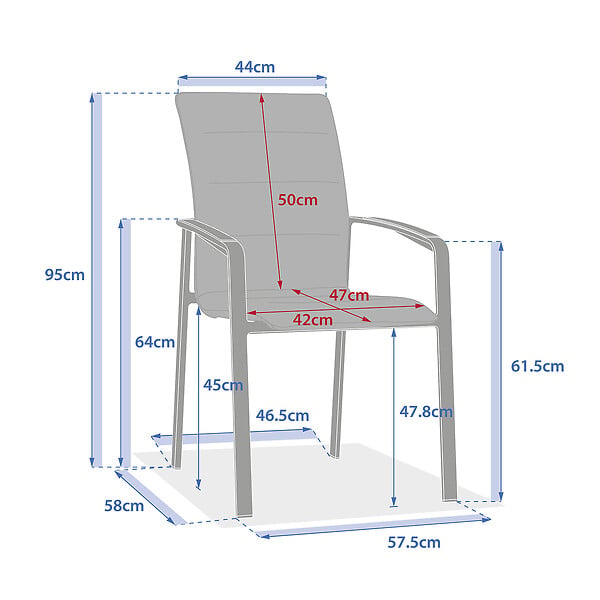 HESPERIDE - Fauteuil de jardin empilable "Diese" argile & ivoire aluminium et texaline - large