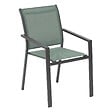 HESPERIDE - Fauteuil de jardin empilable "Essentia" vert olive & graphite en aluminium traité epoxy - vignette