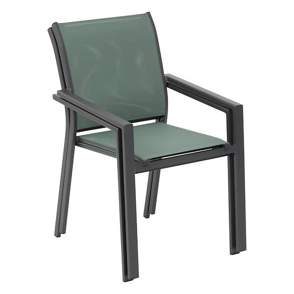 HESPERIDE - Fauteuil de jardin empilable "Essentia" vert olive & graphite en aluminium traité epoxy - large