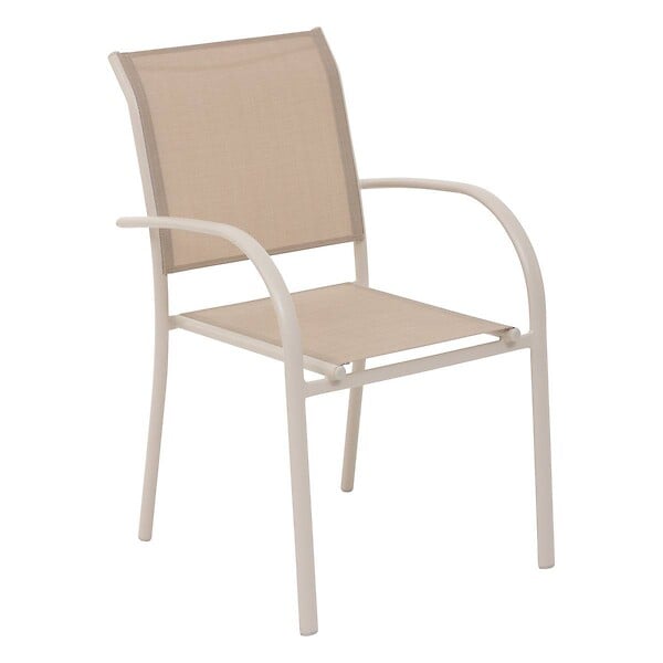 HESPERIDE - Fauteuil de jardin empilable "Piazza" lin & argile en aluminium traité en epoxy - large
