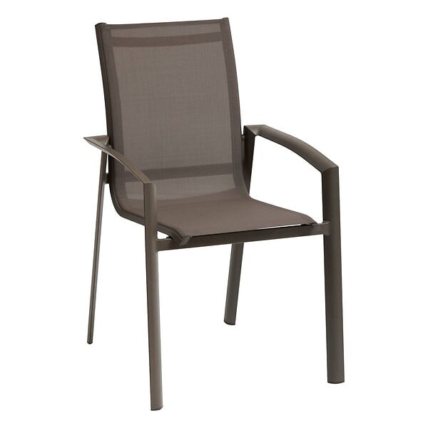 HESPERIDE - Fauteuil de jardin empilable "Axant" wengé & praline en aluminium traité époxy - large