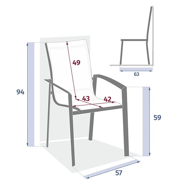 HESPERIDE - Fauteuil de jardin empilable "Axant" wengé & praline en aluminium traité époxy - large