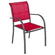 HESPERIDE - Fauteuil de jardin empilable "Piazza" grenade & graphite en aluminium traité époxy - vignette