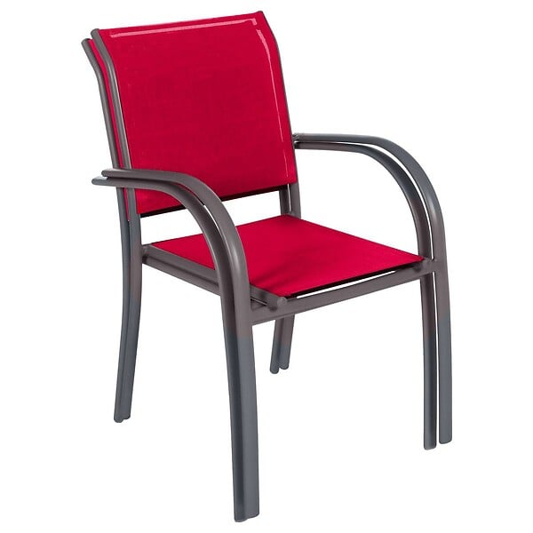 HESPERIDE - Fauteuil de jardin empilable "Piazza" grenade & graphite en aluminium traité époxy - large