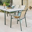 HESPERIDE - Fauteuil de jardin empilable "Essentia" lin & vert laurier aluminium et texaline - vignette