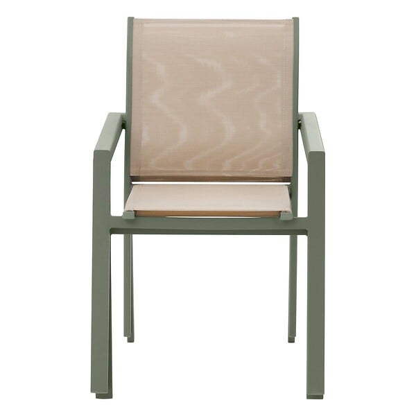 HESPERIDE - Fauteuil de jardin empilable "Essentia" lin & vert laurier aluminium et texaline - large
