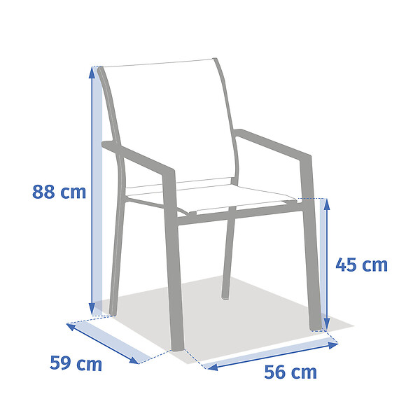 HESPERIDE - Fauteuil de jardin empilable "Essentia" lin & vert laurier aluminium et texaline - large