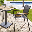 HESPERIDE - Fauteuil de jardin empilable "Essentia" graphite et acacia en aluminium traité en epoxy - vignette