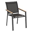 HESPERIDE - Fauteuil de jardin empilable "Essentia" graphite et acacia en aluminium traité en epoxy - vignette