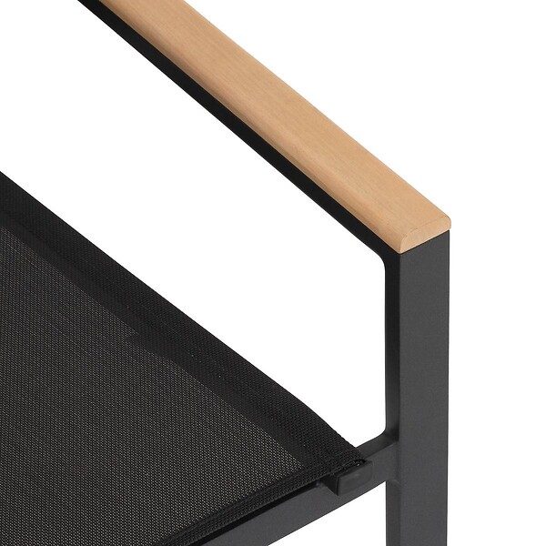 HESPERIDE - Fauteuil de jardin empilable "Essentia" graphite et acacia en aluminium traité en epoxy - large