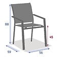 HESPERIDE - Fauteuil de jardin empilable "Essentia" anthracite & graphite en aluminium traité en epoxy - vignette